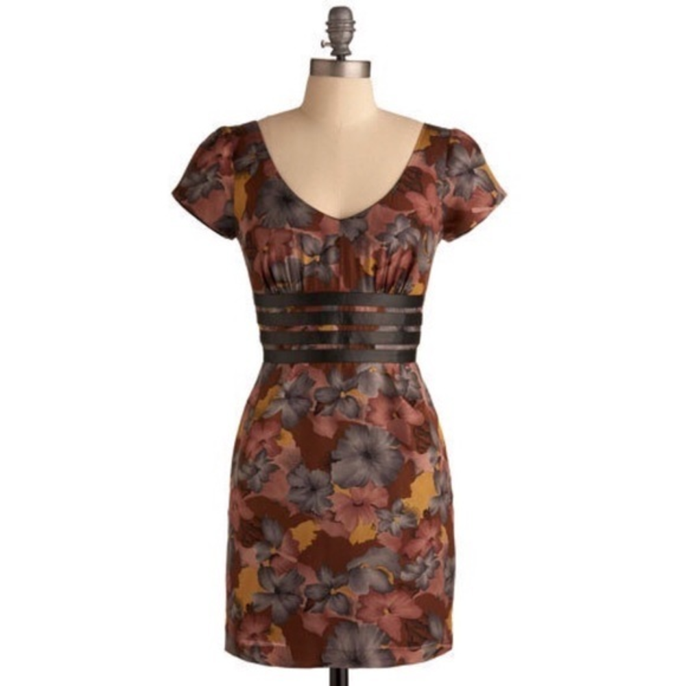 Anthropologie Burlapp Floral Silk Dress L